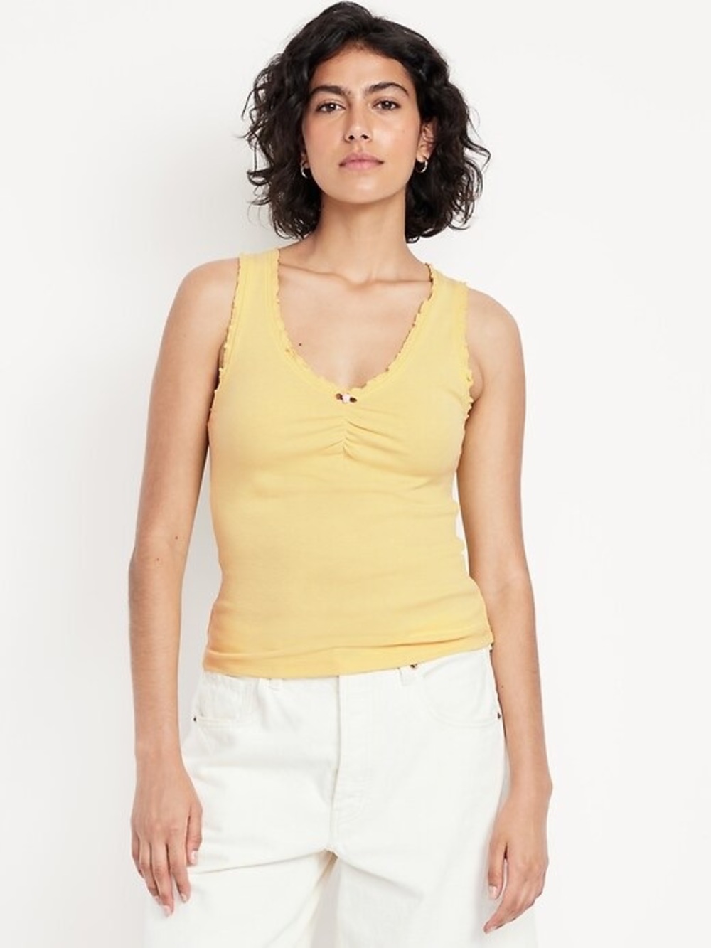 Cinched Rib-Knit Tank Top old navy in prince buttercup large